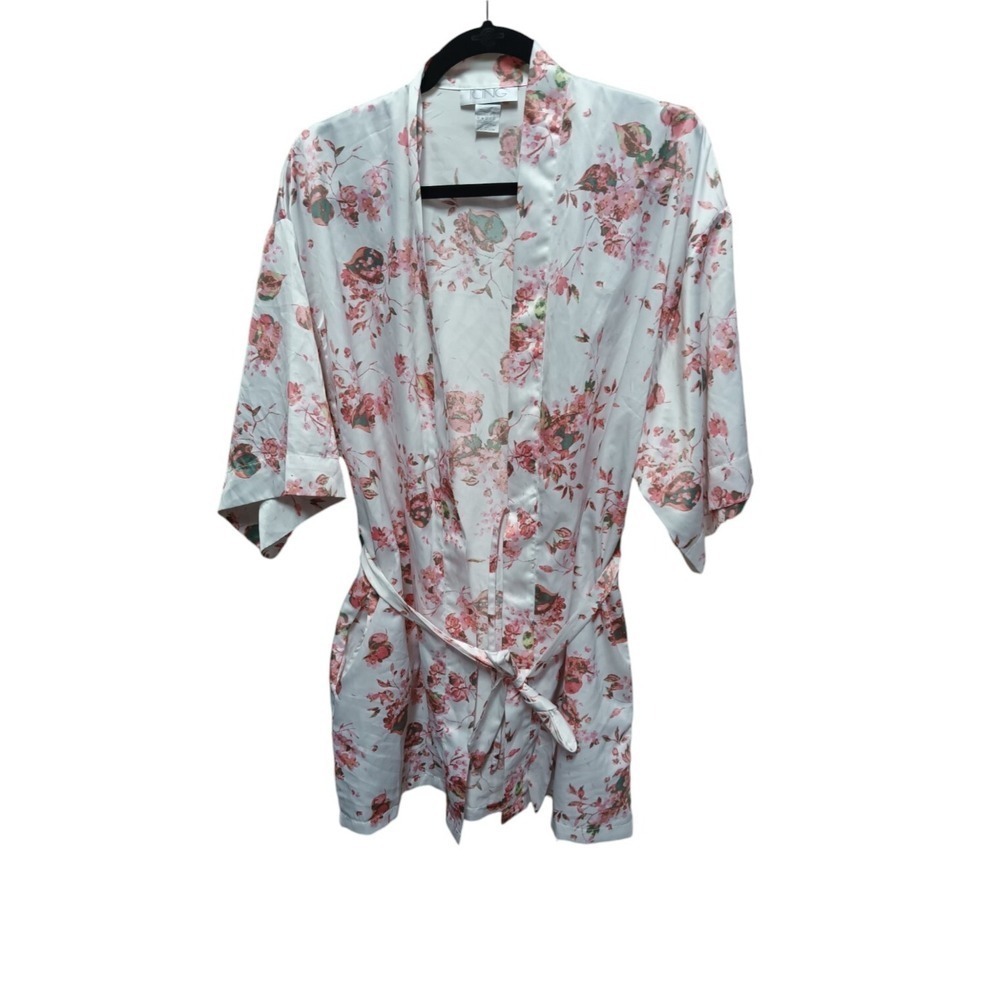 Icing Satin Robe Bridal Bar Size S/M Silky White Floral Belted Sleepwear Lounge